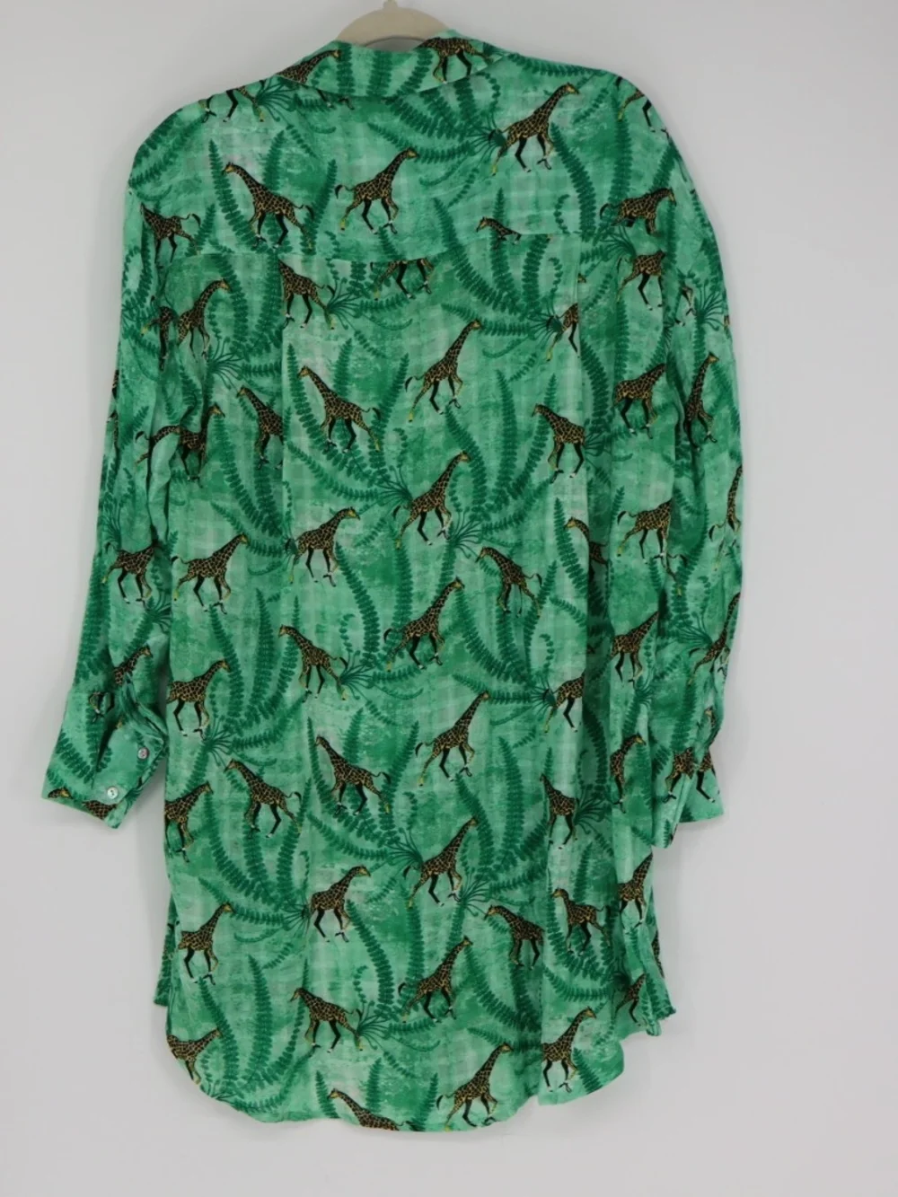 Jane + Delancey Giraffe Shirt Dress Women’s Small Green Jungle Novelty Rayon